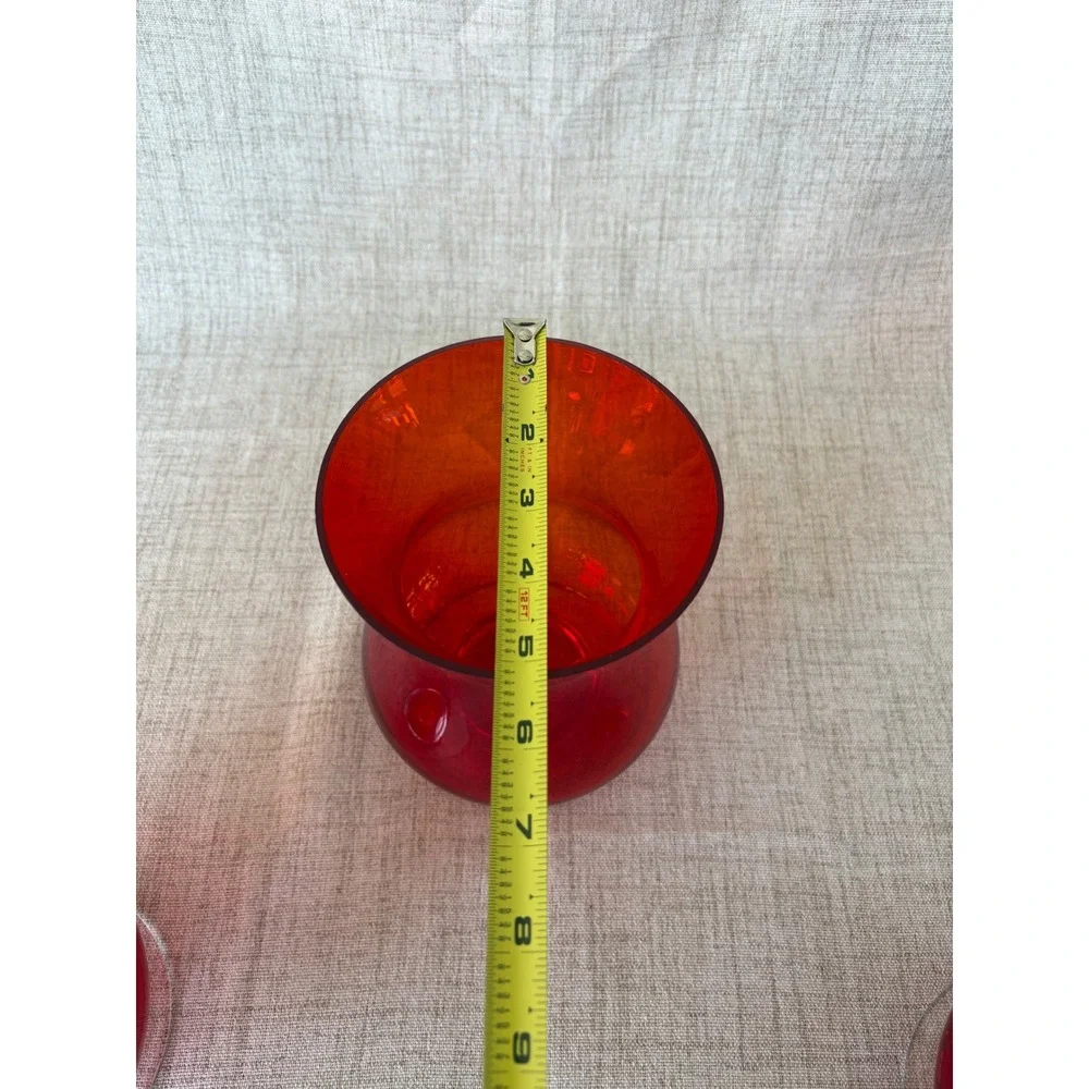 Costco Ruby Glass Hurricanes Set of 3 Red Excellent Holiday Decor 8 Inch